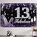 HAMIGAR 6x4ft Happy 60th Birthday Banner Backdrop - 60 & Fabulous Heels Birthday Decorations Party Supplies for Women - Purple