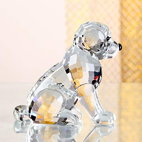 DOJOZ Crystal Labrador Dog Puppy Figurine Animals Lovely Craft Home Decor Ornaments Collectible Birthday Gifts (White) - Image 3