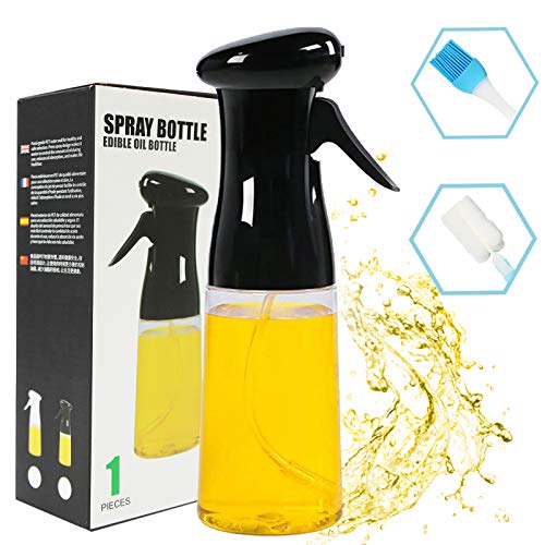 KeepAAA Oil Sprayer for Cooking,Food Grade Olive Oil Spray Bottle BPA Free,210ml Oil Spray Bottle,Cooking Oil Sprayer for Cooking Air Fryer Grilling BBQ Roasting Baking Salad,Black