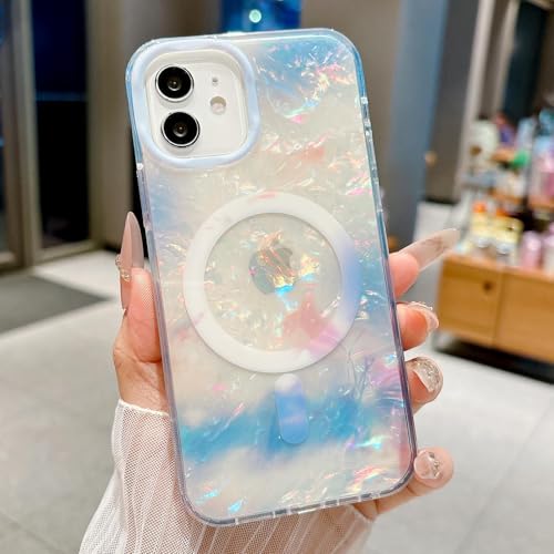 Coque magnétique pour iPhone 11 compatible MagSafe en TPU bleu
