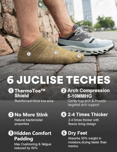 Image of Juclise Alpaca Wool Lightweight No Show Hiking Socks Breathable Moisture Wicking Cushioned Anti Blister Merino Outdoors