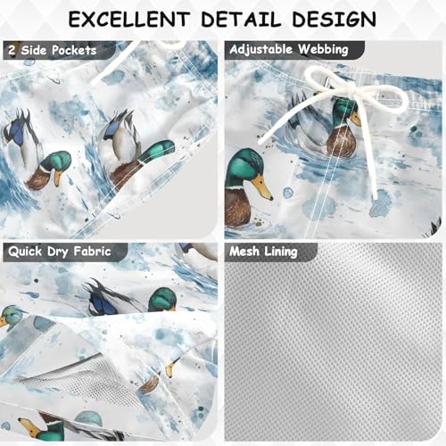 Boys Quick Dry Swim Trunks with Pockets Green Head Duck Beach Shorts for Kids, Toddler Swimsuit Boy3