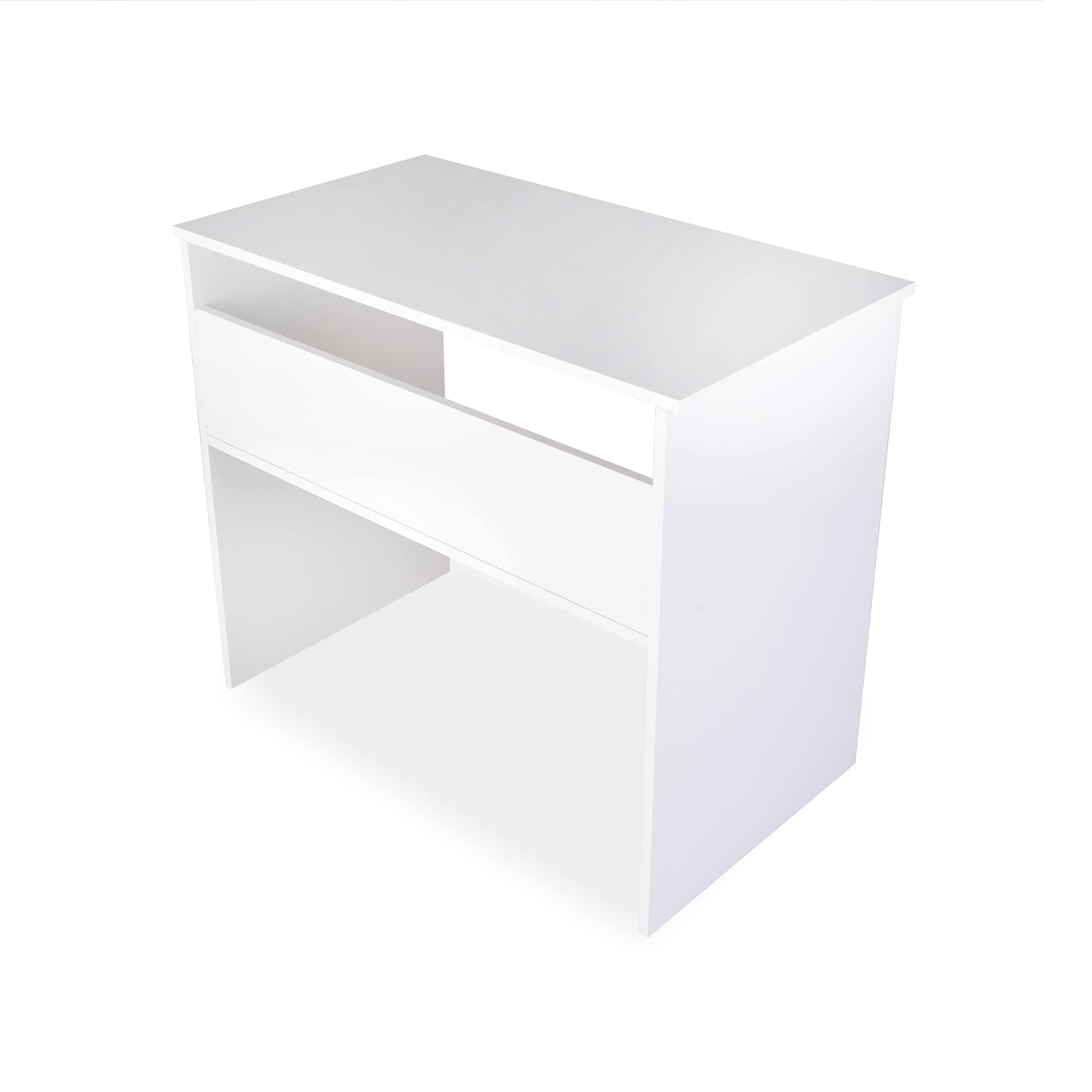 duehome | Mesa Estudio Juvenil con balda Interior, Escritorio Compacto, Mesa PC, Modelo Siku, Acabado en Blanco, Medidas: 90 cm (Largo) x 45,9 cm (Ancho) x 77 cm (Alto)