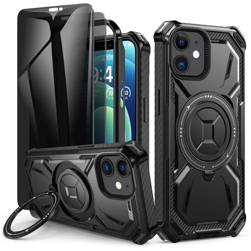 Housse iPhone 12/12 Pro blindée antichoc noire avec anneau support