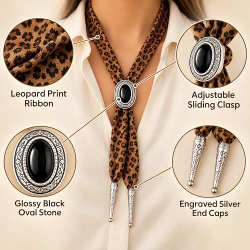 Leopard Print Bolo Tie Necklace for Women — 사진 3