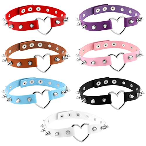Collier femme cuir PU cœur gothique : ras de cou réglable punk pour filles