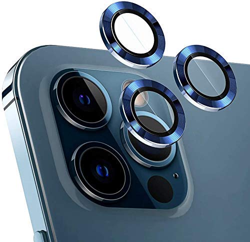 Image of V MOBITE Camera Lens Protector Ring for iPhone 12 Pro | Scratch Resistant Metal Camera Lens Guard | HD Clear Anti-Shock Dustproof Lens Protection Cover | Easy Installation Blue