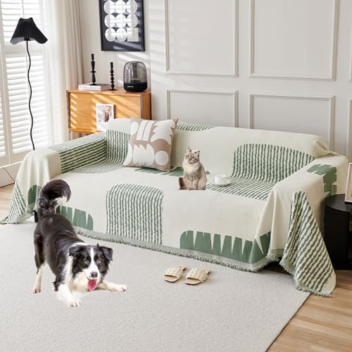 Funda de sofá chenilla protector seccional de muebles antideslizante y lavable verde 180x280 2