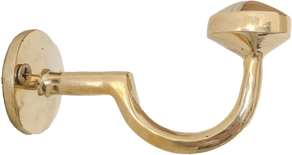 Handcrafted Unlacquered Brass Wall Hooks – Set of 2 - Solid Brass Coat & Towel Hooks - Vintage Wall Hangers for Bathroom, Kitchen, or Entryway