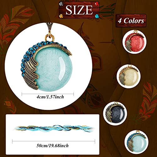 4 Pcs Bohemian Necklace for Women Turquoise Jewelry Necklace Statement Beaded Vintage Chunky Chain Pendant for Women Ladies3