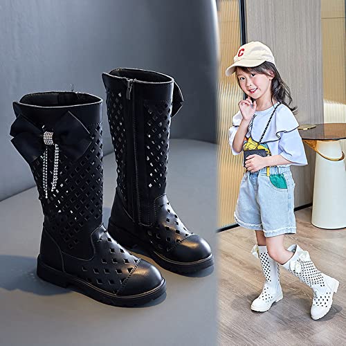 Girls Fashion Tall Riding Boots Flat Heel Side Zipper Knee High Shoes Boot Dress Princess Shoes2