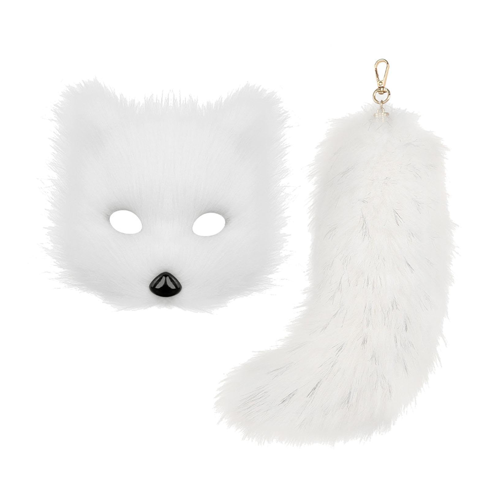 Therian Mask and Tail 10" Long Tail Wolf Mask for Women Girls Furry Mask White | Clothing, Shoes & Accessories | Costumes, Reenactment, Theater | Accessories | Masks & Eye Masks