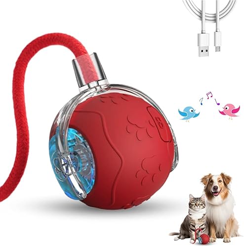 Miniatura 1 de Pelota de juguete interactiva para gatos, bola automática mejorada para mascotas con cuerda, juguetes inteligentes para gatos adultos aburridos de
