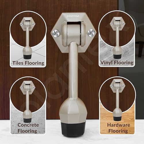 Image of Plantex Door Stopper for Main Door /5-Inch Stopper with Rubber Grip /Stoppers for Wooden Door /Stops for Door - Pack of 4 (Satin)