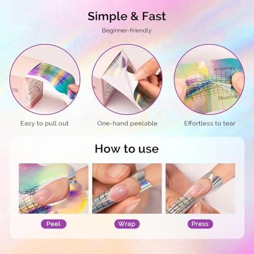 Image of MelodySusie Nail Forms for Nail Extensions 100PCS, Long Length and Strong Adhesion, for Acrylic, Builder Gel and Poly Gel, for Home DIY and Salon Tools