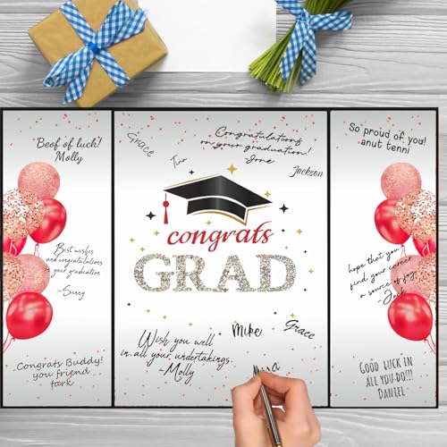 Image of SIHPTO Graduation Guest Book 2026 College Graduation Party Decorations,Red Graduation Signature Book,Class of 2026 Congrats Grad Guest Book Alternative, Graduation Gifts for Her Him