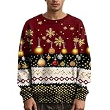 Jersey Navideño Hombre - Sudadera Navidad Mangas Largas Gracioso Christmas Sweater Suéter Confortable Punto Elasticos Talla Grande Feo Reno Jumper Familiares Black Friday 2025 Ropa 2#Vino M