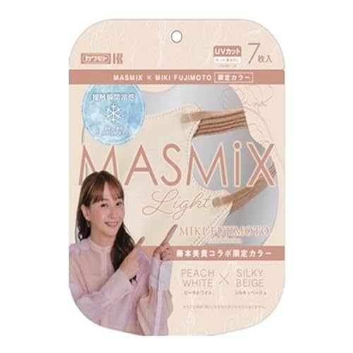 MASMiX マスミックスライトマスク 藤本美貴コラボ ピーチホワイト×シルキィベージュ 7枚入 ×4個セット 川本産業 UVカット 限定カラー 接触冷感