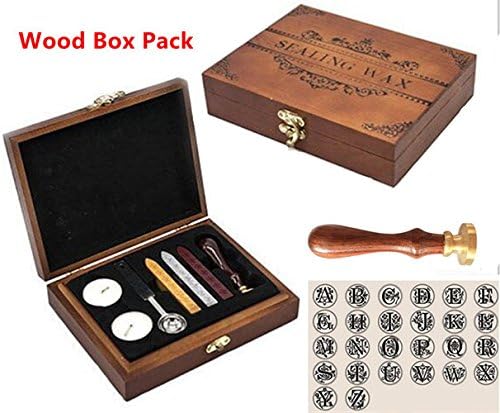 Miniatura 4 de Luxury Letter R Wood Gift Box Pack Vintage Alphabet Initial Engraved Wedding Invitation Classical Old-fashioned Antique Wax Seal Sealing Stamp Wax