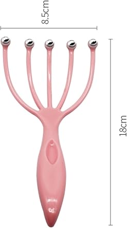 BUFFER® Multifunctional 5-Tip Ball Head Neck Leg Arm Massager Stress Relieving And Relaxing Head Massage Apparatus (Pink)