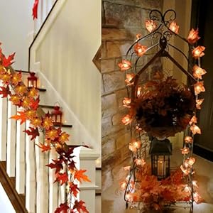 Fall Decor Maples Leaf String Lights, 13.6FT LED Maple Leaf Lights with 35 Maple Leaf Fall Light, Plug in Fall Decorations for Indoor Outdoor Thanksgiving Christmas Halloween Harvest-Orange Fall Decor Maples Leaf String Lights 136FT LED Maple Leaf Lights with 35 Maple Leaf Fall Light Plug in Fall Decorations for Indoor Outdoor Thanksgiving Christmas Halloween Harvest Orange