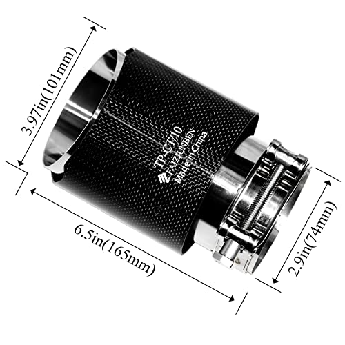 Faizjunben Carbon Fiber Exhaust Tips, 2.9" Inlet, 4" Tailpipes Outlet, Mirror-Polished Gloss Black #TOP1