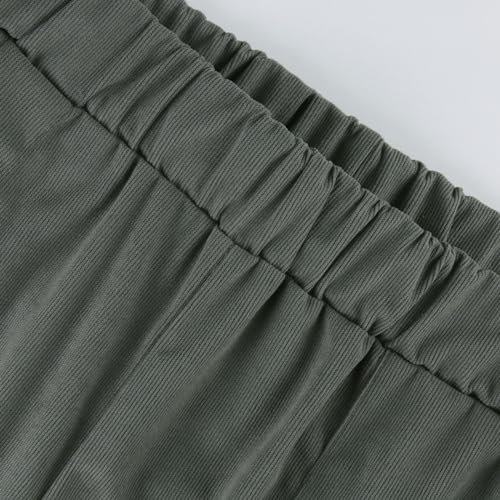 Women's Elastic Waist Winter Casual Pants with Pockets Fashion Thermal Corduroy Trousers Solid Colour Straight Pant3