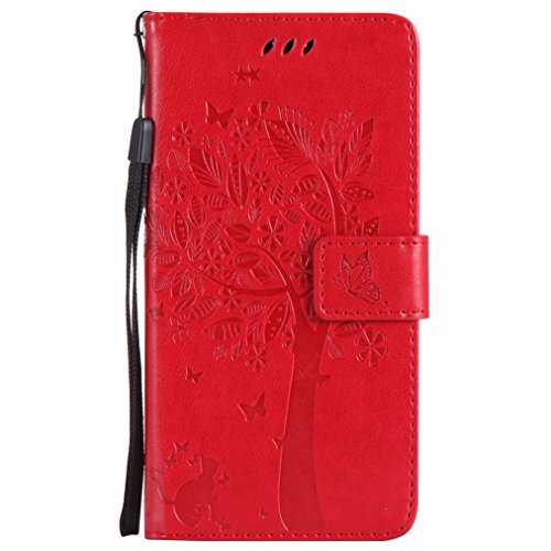 Yiizy Etui Coque Motorola Moto G6 Etui, Arbres Design Pochette Coque Housse Cuir Flip Cover Silicone TPU Coquille Portefeuille Média Fente pour Carte Protecteur Poche (Rouge)