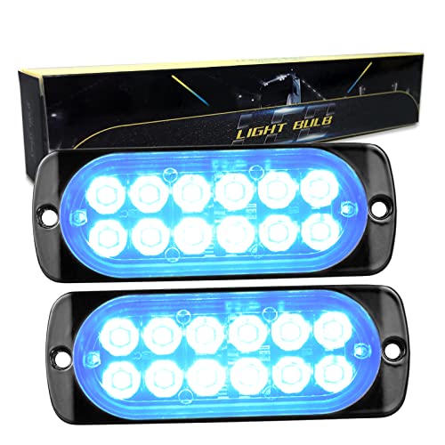 RIGIDON 2 Piezas 4.3 pulgada 12 led luz estroboscópica emergencia, 12v 24v faros antiniebla barras de luz led para trasera off road camión, coche, ATV, SUV, 4x4, barco, azul impermeable IP67