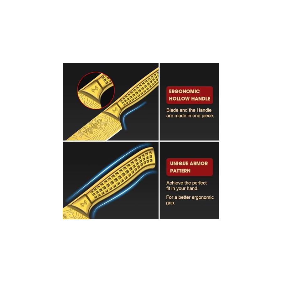 MOSFiATA Kitchen Knife Set, 17 Pcs Japanese Stainless Steel Knife Sets for Kitchen with Block with Knife Sharpening Rod, Dishwasher Safe, Gift Set,Titanium Plated Knife Block Set