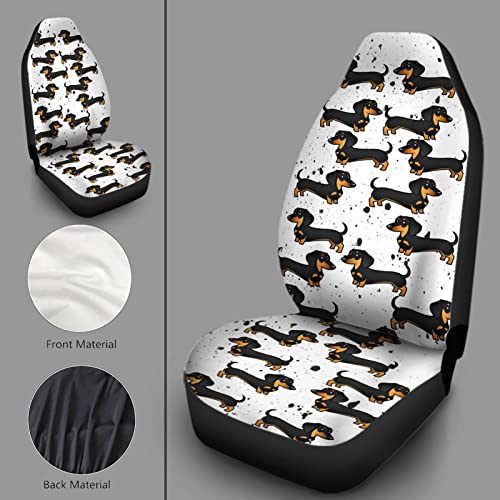 Bulopur Cartoon Dachshund Print Automobile Seat Cover Sets, Car Accessories Interior Decor 2Pcs, Car Seat Protectors For Car, Truck Suvs #TOP5