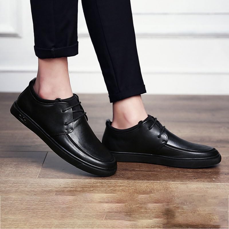 Men's Vintage Lace-up Round-Toe Leather Shoes Business Dress Low-top Oxfords Shoes Men Comfortable Soft-Soled Shoes for Party Wedding Work