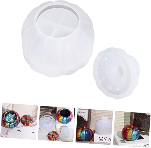 Miniatura 4 de DOITOOL Molde de resina para tarro con tapa, molde epoxi DIY, caja de almacenamiento de calabaza, molde de silicona, caja de almacenamiento