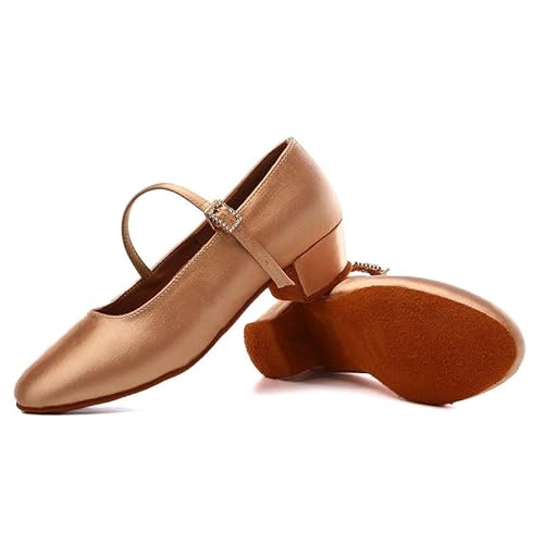 Aoqunfs Girls Latin Dance Shoes Low Heels Tango Salsa Ballroom Practice Performance Dancing Shoes,Kcetmd-Beige-3.5,7.5 M Us Big Kid #TOP3