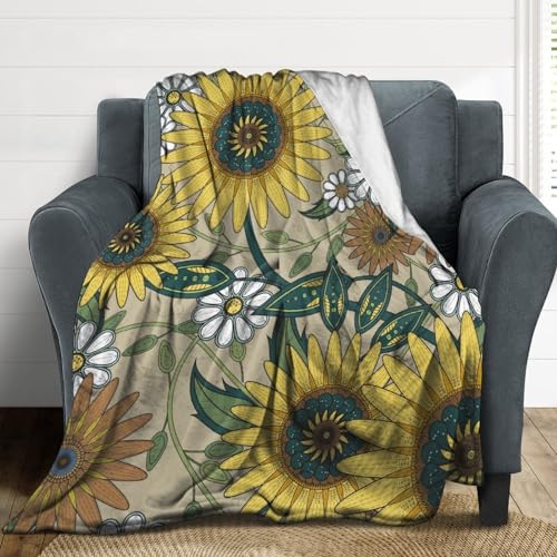Couverture flanelle 150x200cm fleur jaune haute densité - 5