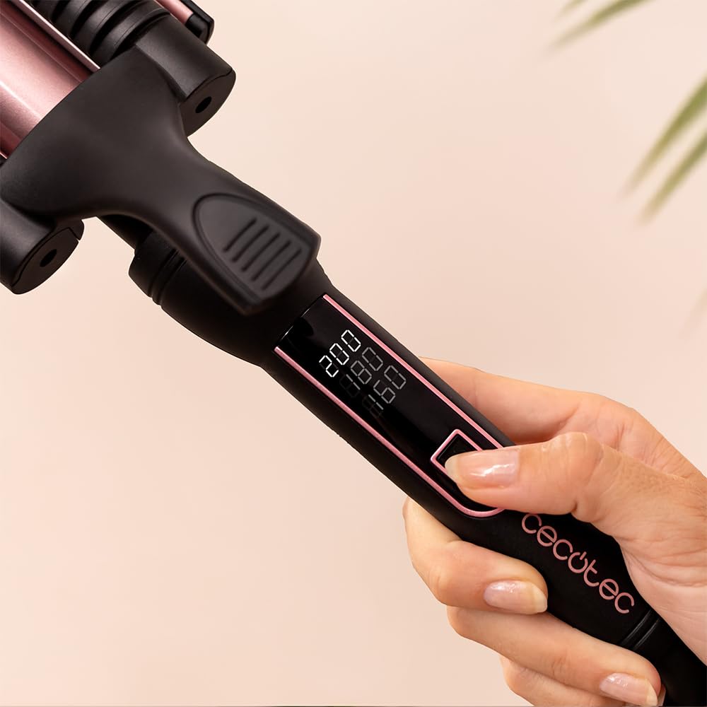 Cecotec Piastra per Capelli a Onde RitualCare 1000 Summer Waves. 90W, 3 Cilindri da 25mm con Rivestimento in Ceramica, 3 Temperature Regolabili, 3 Impostazioni di Temperatura, Cavo 360º