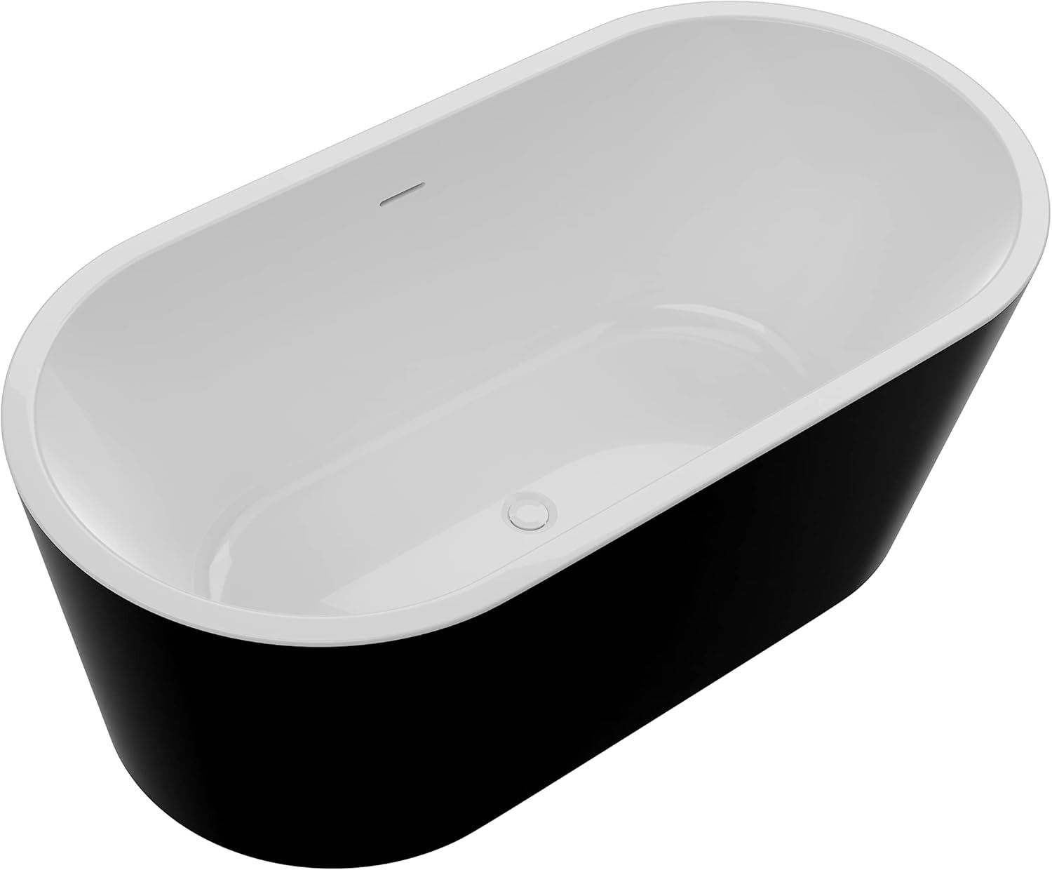 ANZZI 55 Inch Acrylic Freestanding Bathtub In Glossy White | Chand Pre-plumbed Solid Deep Soaker Tub With Built In Overflow And Drain | Soaking Stand Alone Tub 72 Gallons Capacity | FT-AZ098-55BK