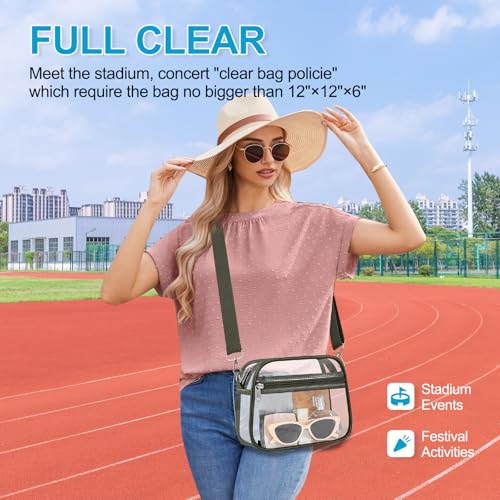 Image of Clear Bag for Stadium Events - Stadium Approved Small Mini Clear Purse, Women's Top-Handle Handbags for Sports Concerts