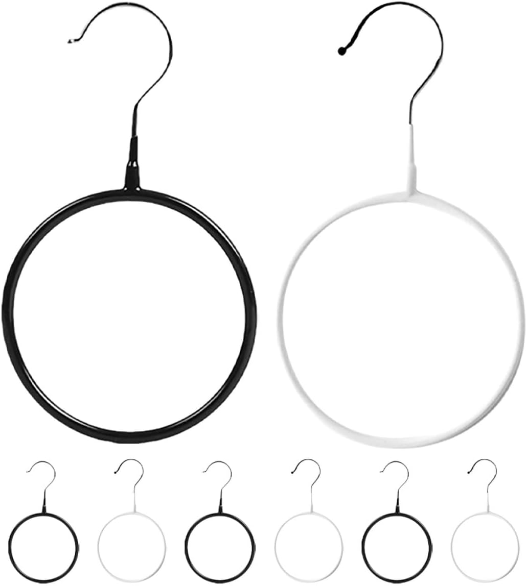 8 Pack Plastic Scarf Holder Organizer Ring Hooks for Closet
