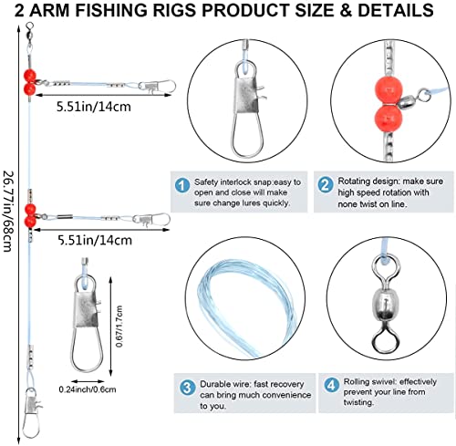 Yoto Fishing Leaders,Saltwater Tackle Rig With Swivels Snap, High-Strength Fishing Wire Gear Equipment For Lures Bait Or Hooks,1Arm And 2Arm #TOP1