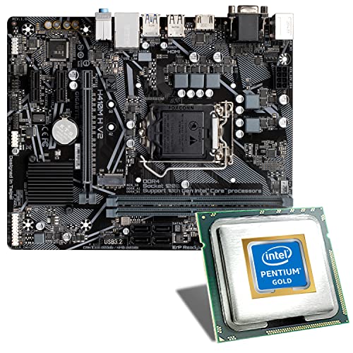 Mainboard Bundle | Intel Pentium Gold G6400 2x4000 MHz, GIGABYTE H410M H V2, UHD Graphics 610, 1x M.2 Port, 4X SATA 6Gb/s, USB 3.2 Gen1 | Tuning Kit | CSL PC Aufrüstkit