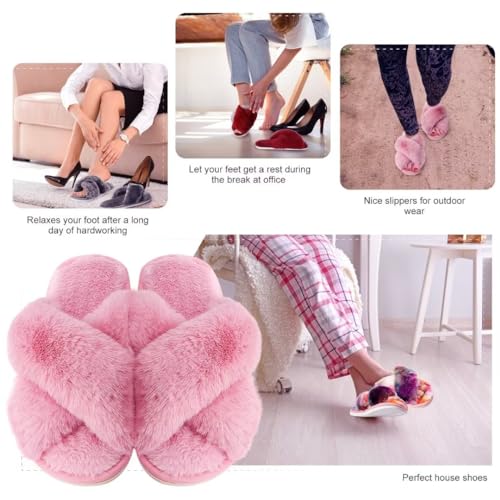 DOIOWN Women's Fuzzy Slippers Memory Foam Cute House Slippers Plush Fluffy Furry Open Toe Home Shoes Bridal Bridesmaid Gifts for Wedding4