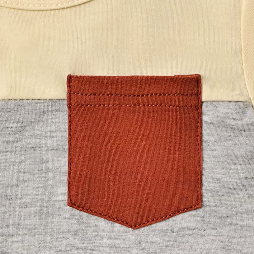 Image of Toddler Boy Clothes Baby Summer Outfit Patchwork Tee Shorts 12M-4T | Soft Patchwork Tee, Pocket Shorts With Stretch Waistband, Breathable For Summer Play, Machine Washable