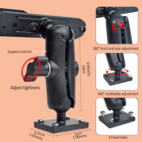 Image of HYS Duty Drill Base Tablet Holder Mount for Truck & Vehicle, Drill Base Tablet Holder with Aluminum Arm for All HT'S Radio with Belt Clip Motorola SL300, APX6000, APX8000, & Cb Radio Mic Hang Up