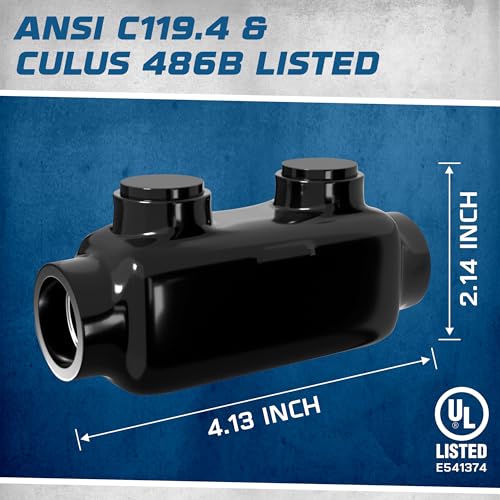ohlectric insulated wire connector inline black splice for 250-6 wire range lugs with 516 hex screw pre-filled with oxide inhibitor - wire connectors electrical connectors wire tap