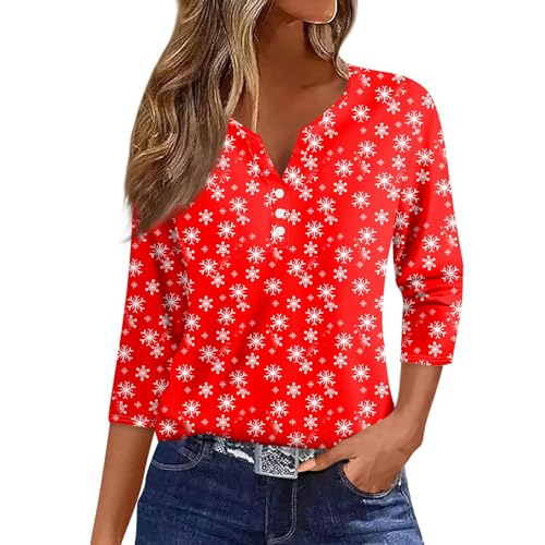 3/4 Arm Shirt Damen Elegant Damen Ugly Christmas Hemden...