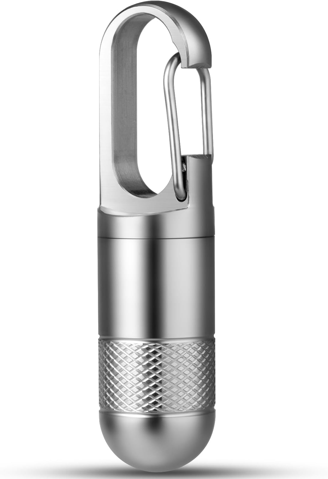 TISUR Titanium Keychain Pill Holder,Small Travel Pill Box Case,Waterproof Portable Pocket Pill Container for Men Purse (Gray Titanium Small - 1.1 inch)