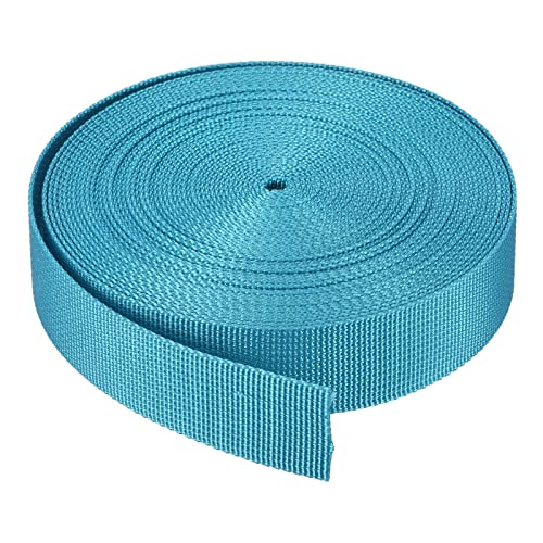 Image of MECCANIXITY Flat Nylon Webbing Strap 1 Inch 10 Yards Light Blue for Backpack, Luggage-rack