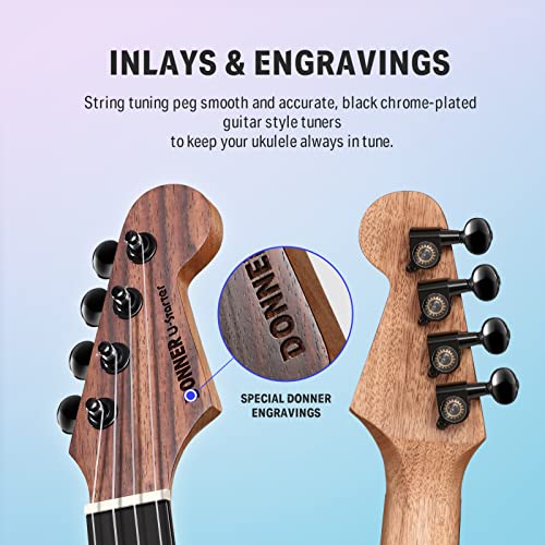 Image of Donner Concert Ukulele Beginner Set 23 Inch Ukelele Starter Bundle Kit with Free Online Lesson Gig Bag Strap String Tuner Felt Pick Cloth Gradient Blue DUC-230X U-Starter X Color