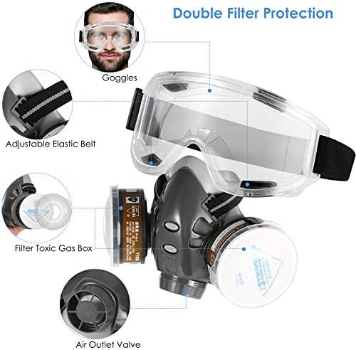DK177 Half Facepiece Reusable Respirator, Cover Filters for Personal Protective, Effective Filtering Gases, Vapors, Dust, Paint, Used for Cleaning, Grinding, Sanding, Welding, Painting